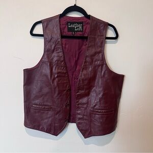 Leather Loft Men’s Burgundy Leather Vest Size 42 XL Preppy Academia Dapper